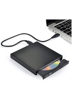 External CD DVD Drive, USB 2.0 Slim Protable External CD-RW Drive DVD-RW Burner Writer Player for Laptop Notebook PC Desktop Computer, Black