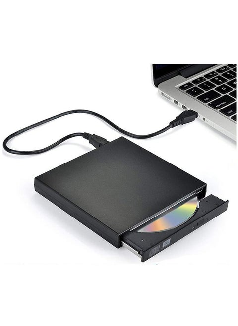 External CD DVD Drive, USB 2.0 Slim Protable External CD-RW Drive DVD-RW Burner Writer Player for Laptop Notebook PC Desktop Computer, Black