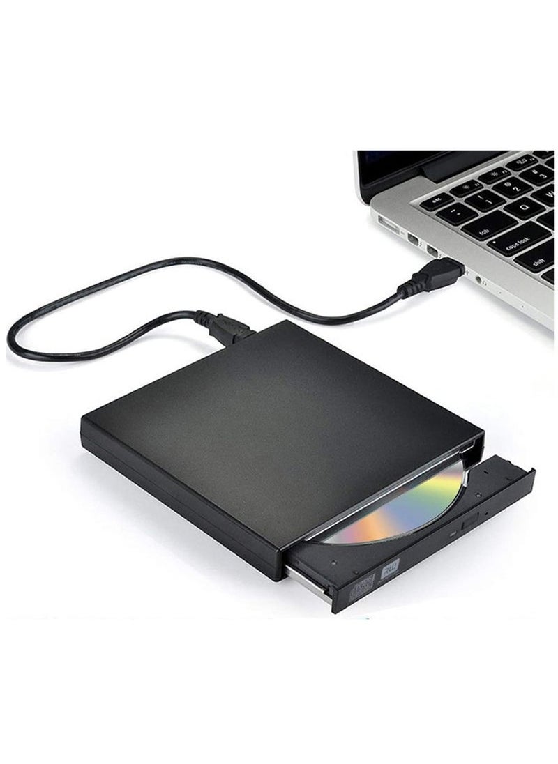 Generic - External CD DVD Drive, USB 2.0 Slim Protable External CD-RW Drive DVD-RW Burner Writer Player for Laptop Notebook PC Desktop Computer, Black - Image 1