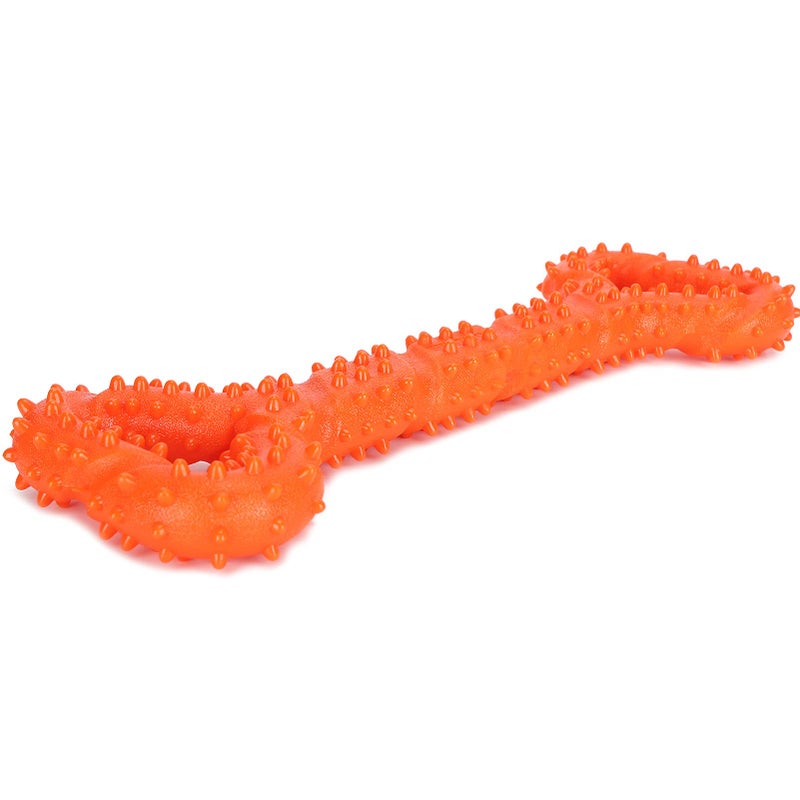 Toothbrush Dog Chew Toy, Dog Chew Toy, Bone Shape Dog Teeth Cleaning Toy for Aggressive Chewers Large Medium Breed Teeth Cleaning (Pull up Stick-Orange)