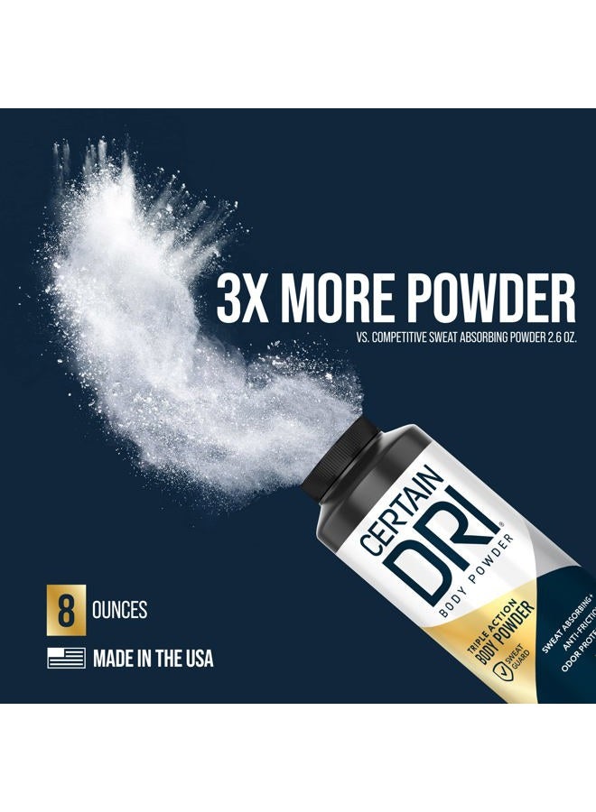 Certain Dri Body Powder for Men & Women - Talc-Free - Maximum Sweat Absorption, Moisture, & Odor Control - Calamine-Infused, Anti-Chafing, & Anti-Itch - Gentle on Sensitive Skin - 8 oz - Image 4