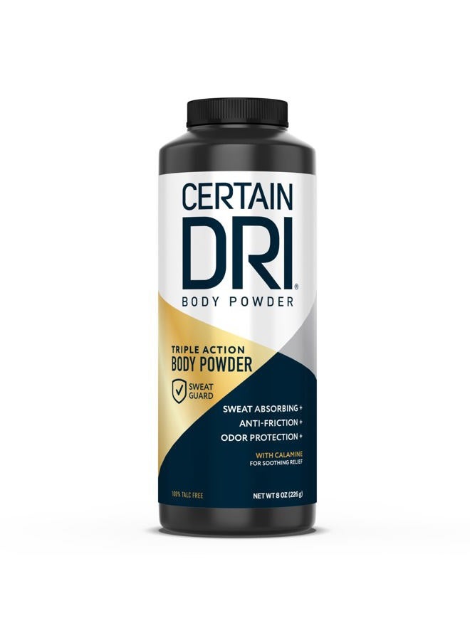 Certain Dri Body Powder for Men & Women - Talc-Free - Maximum Sweat Absorption, Moisture, & Odor Control - Calamine-Infused, Anti-Chafing, & Anti-Itch - Gentle on Sensitive Skin - 8 oz - Image 1