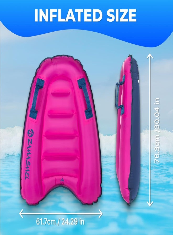 ZAMASMEL Premium Kids Inflatable Boogie Board Lightweight Swimming Floating Surfboard for Beach & Pool Fun Durable Inflatable Surf Body Board for Wave Riding Summer Pool Floats & Beach Toys (Pink) - Image 4