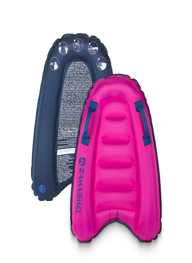 ZAMASMEL Premium Kids Inflatable Boogie Board Lightweight Swimming Floating Surfboard for Beach & Pool Fun Durable Inflatable Surf Body Board for Wave Riding Summer Pool Floats & Beach Toys (Pink) - Image 1