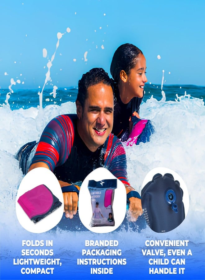 ZAMASMEL Premium Kids Inflatable Boogie Board Lightweight Swimming Floating Surfboard for Beach & Pool Fun Durable Inflatable Surf Body Board for Wave Riding Summer Pool Floats & Beach Toys (Pink) - Image 5