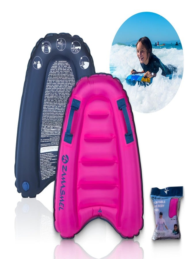 ZAMASMEL Premium Kids Inflatable Boogie Board Lightweight Swimming Floating Surfboard for Beach & Pool Fun Durable Inflatable Surf Body Board for Wave Riding Summer Pool Floats & Beach Toys (Pink) - Image 3