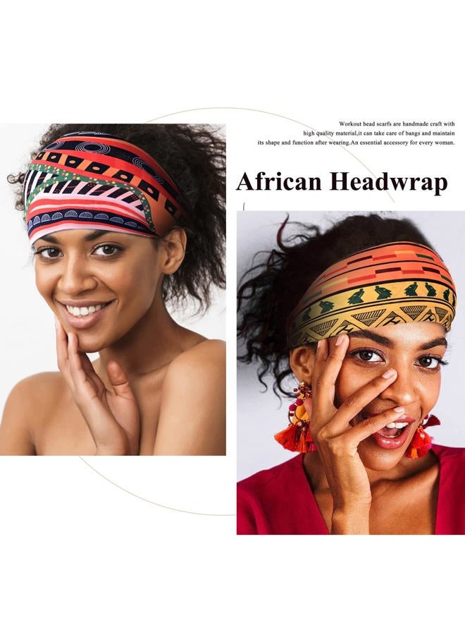 Carede African Headbands Wide Head Wraps for Women Boho Turban Head Bands for Lady Large Sport Workout Stretchy Non-Slip Hair Bands,Pack of 8 - Image 5