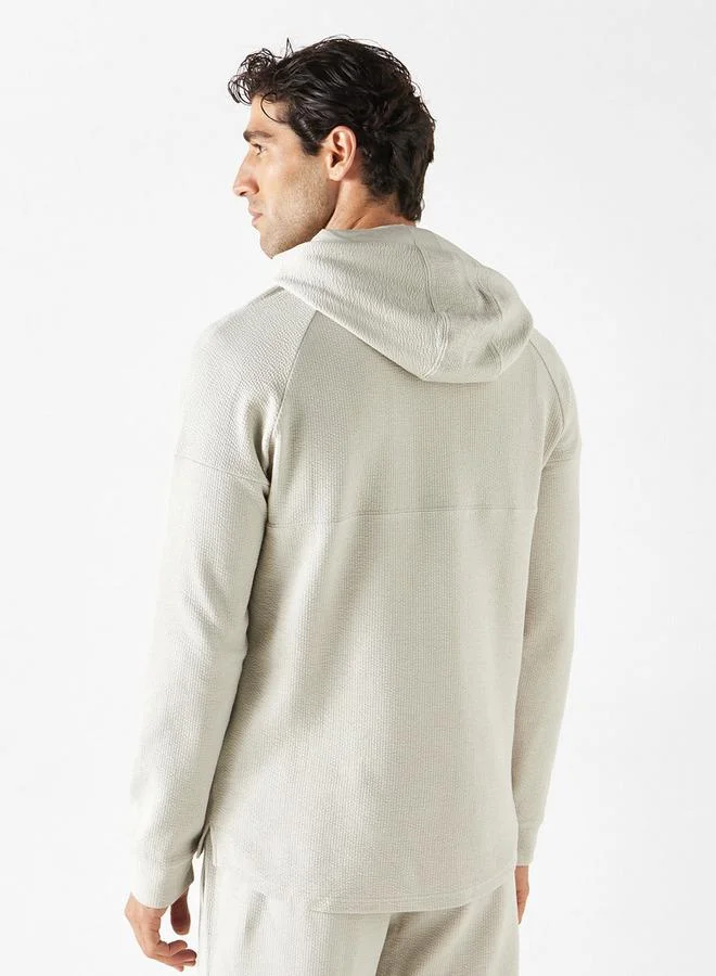 ADOT by Splash Textured Hooded Sweatshirt with Long Sleeves