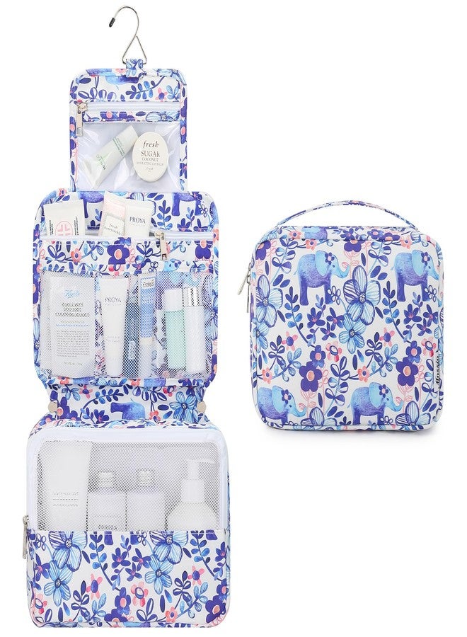 Mossio Hanging Toiletry Bag with Sturdy Hook - Large Portable Cosmetic Makeup Travel Organizer for Men & Women, Flower Elephant - Image 2