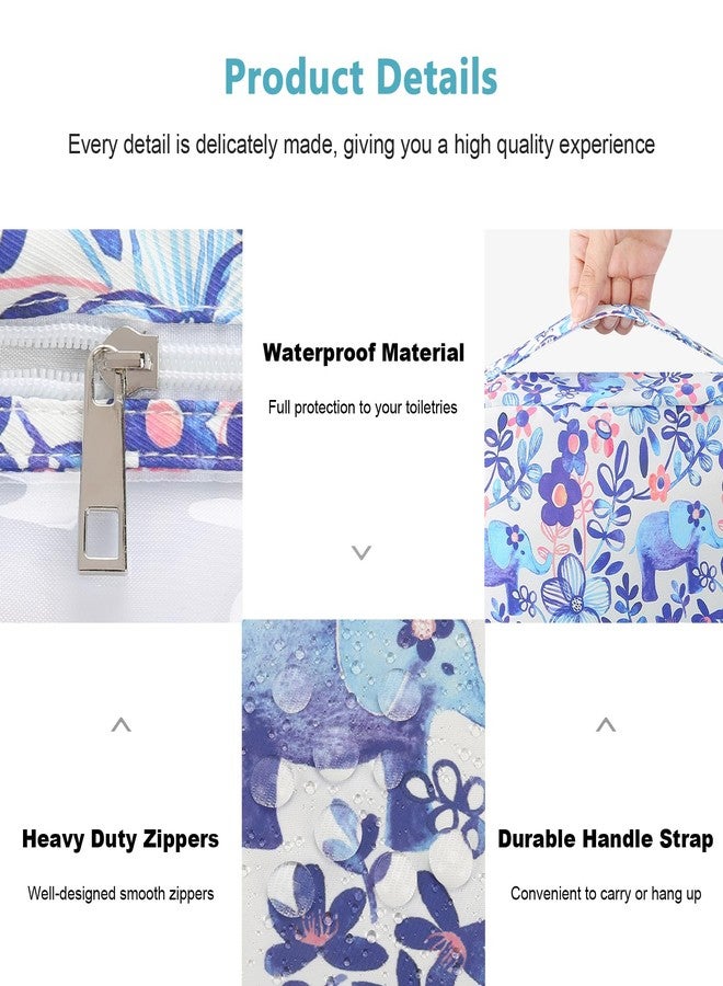 Mossio Hanging Toiletry Bag with Sturdy Hook - Large Portable Cosmetic Makeup Travel Organizer for Men & Women, Flower Elephant - Image 5