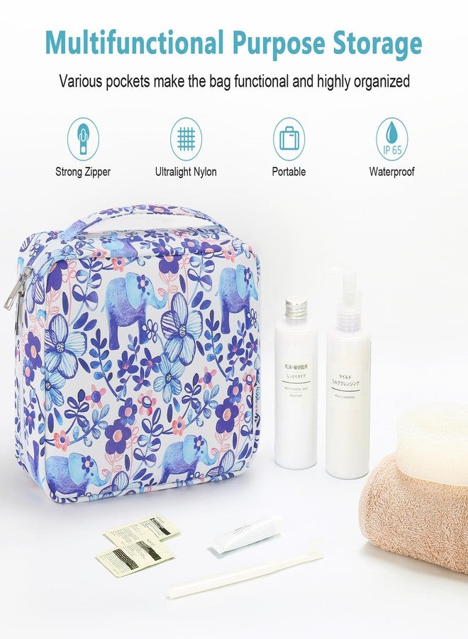 Mossio Hanging Toiletry Bag with Sturdy Hook - Large Portable Cosmetic Makeup Travel Organizer for Men & Women, Flower Elephant - Image 3
