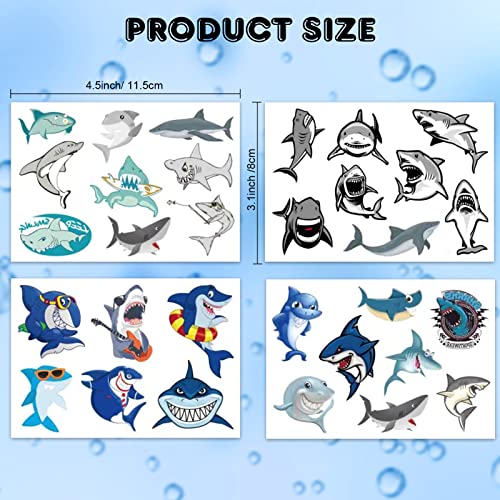 Qpout 12 Sheets Temporary Tattoos for Kids Ocean Sea Tattoos Fake Tattoos Decorations for Baby Shower Boys Shark Themed Birthday Party - Image 5
