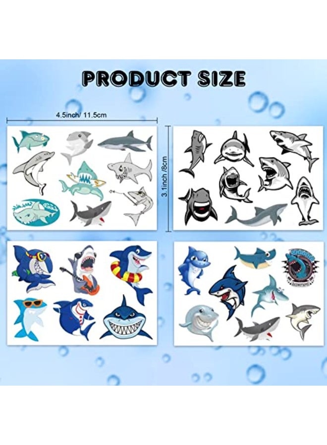 Qpout 12 Sheets Temporary Tattoos for Kids Ocean Sea Tattoos Fake Tattoos Decorations for Baby Shower Boys Shark Themed Birthday Party - Image 4