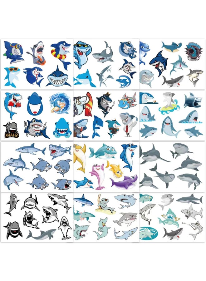 Qpout 12 Sheets Temporary Tattoos for Kids Ocean Sea Tattoos Fake Tattoos Decorations for Baby Shower Boys Shark Themed Birthday Party - Image 3