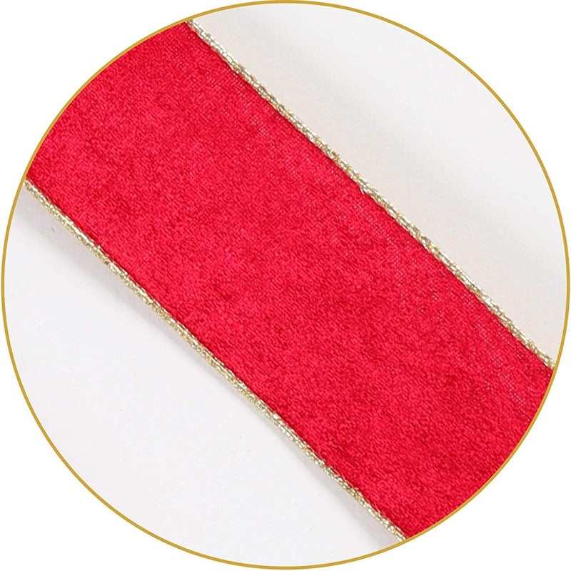 BUVANE Christmas Tree Topper,48x13 Inches Velvet Toppers Bow,Large Decorative Bows for Christmas Decoration (Red) - Image 3