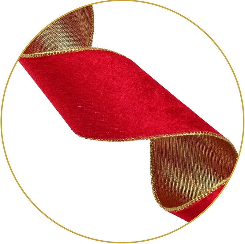 BUVANE Christmas Tree Topper,48x13 Inches Velvet Toppers Bow,Large Decorative Bows for Christmas Decoration (Red) - Image 4