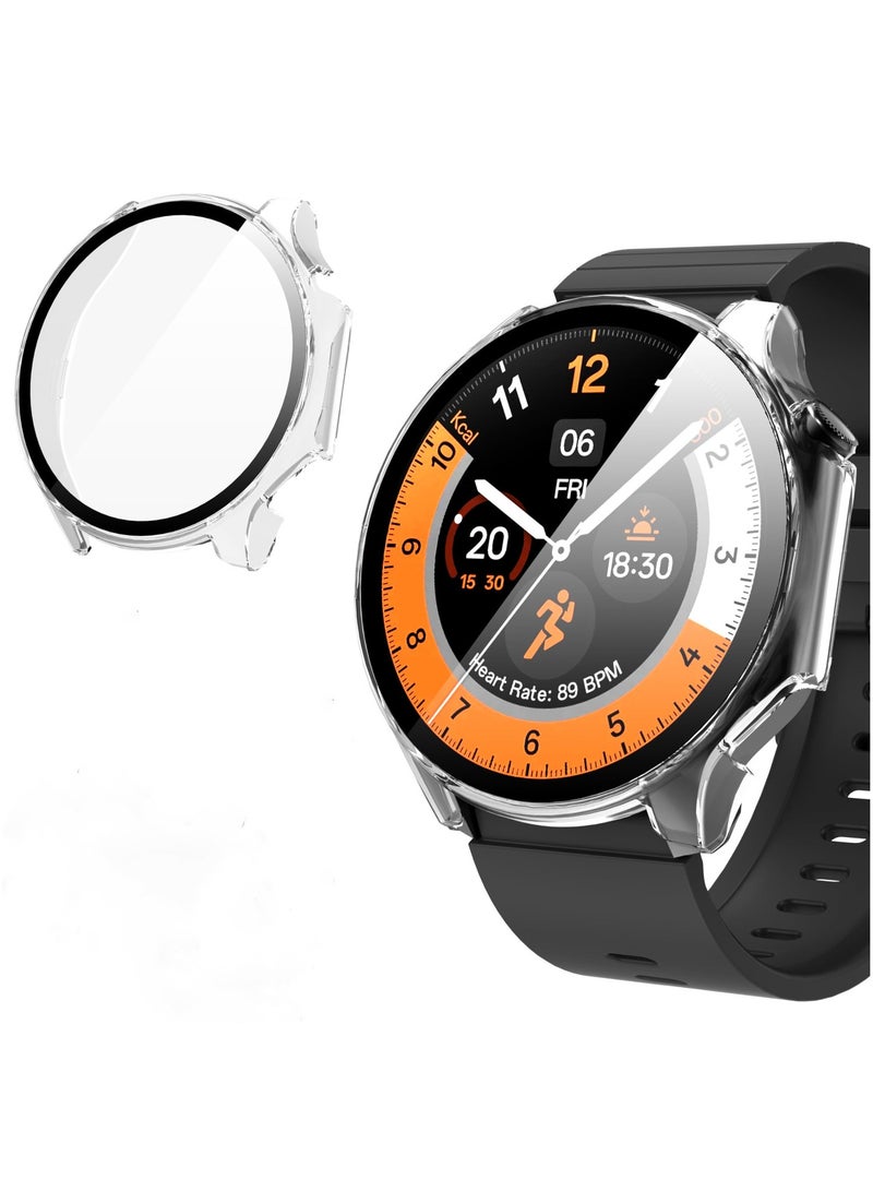 Case Compatible with Oneplus Watch 2/OPPO Watch X Smartwatch PC + Tempered Film Anti-Fall Anti-Scratch Watch Protective Case (Transparent) - Image 1