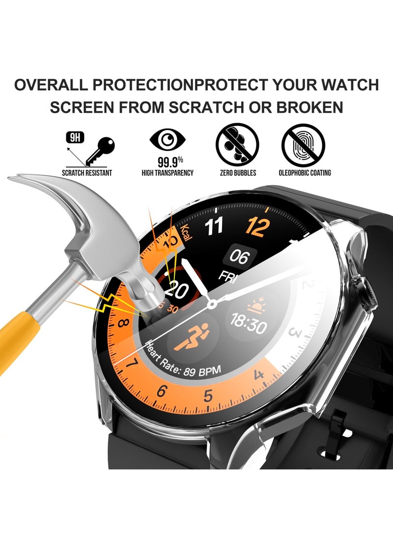 Case Compatible with Oneplus Watch 2/OPPO Watch X Smartwatch PC + Tempered Film Anti-Fall Anti-Scratch Watch Protective Case (Transparent) - Image 3