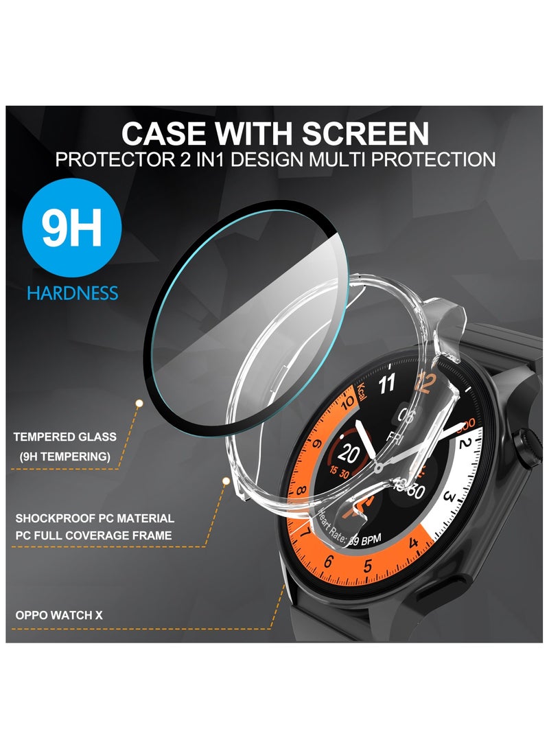 Case Compatible with Oneplus Watch 2/OPPO Watch X Smartwatch PC + Tempered Film Anti-Fall Anti-Scratch Watch Protective Case (Transparent) - Image 4