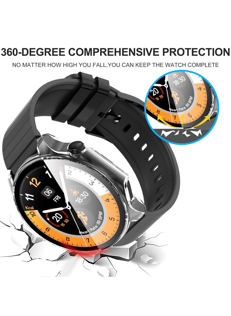 Case Compatible with Oneplus Watch 2/OPPO Watch X Smartwatch PC + Tempered Film Anti-Fall Anti-Scratch Watch Protective Case (Transparent) - Image 5