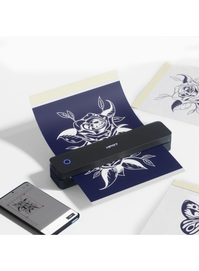 HPRT Tattoo Stencil Printer, Wireless Thermal Tattoo Printer + 10 Sheets Transfer Paper, Compatible with Smarthone/PC, Tattoo Supplies for Tattoo Artists & Beginners, Black - Image 1