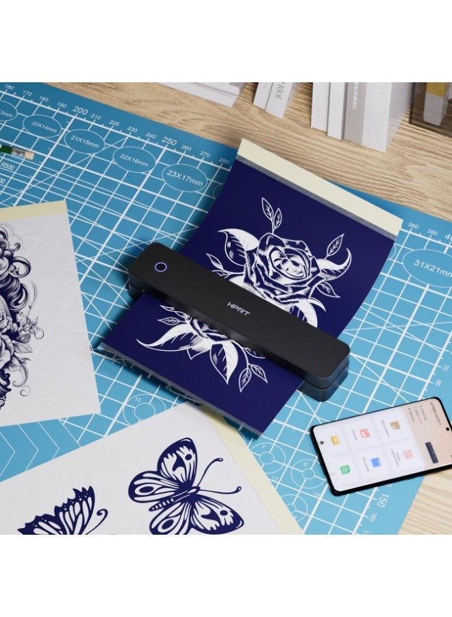 HPRT Tattoo Stencil Printer, Wireless Thermal Tattoo Printer + 10 Sheets Transfer Paper, Compatible with Smarthone/PC, Tattoo Supplies for Tattoo Artists & Beginners, Black - Image 2