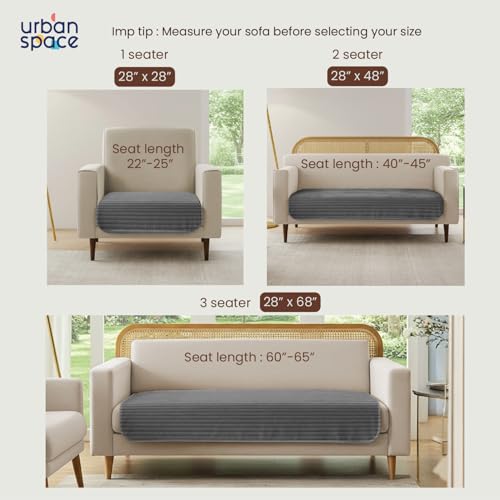 Urban Space غطاء أريكة مخملية مبطنة بمقعد واحد من أوربان سبيس، سهل العناية وقابل للغسل في الغسالة، غطاء مقعد أريكة مخملية للكنبة لمساحة المعيشة (مقعد واحد - رمادي داكن) - Image 5