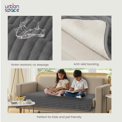 Urban Space غطاء أريكة مخملية مبطنة بمقعد واحد من أوربان سبيس، سهل العناية وقابل للغسل في الغسالة، غطاء مقعد أريكة مخملية للكنبة لمساحة المعيشة (مقعد واحد - رمادي داكن) - Image 4