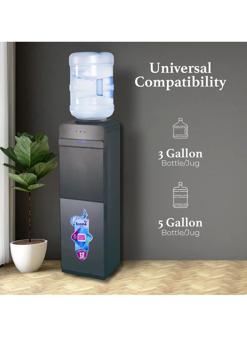 Icona Standing Hot & Cold Compressor Cooling Water Dispenser – Top Load Electric Water Cooler for Home, Office, Hotel – 550W Heating – ABS Build – Compact, Efficient Design - Image 3