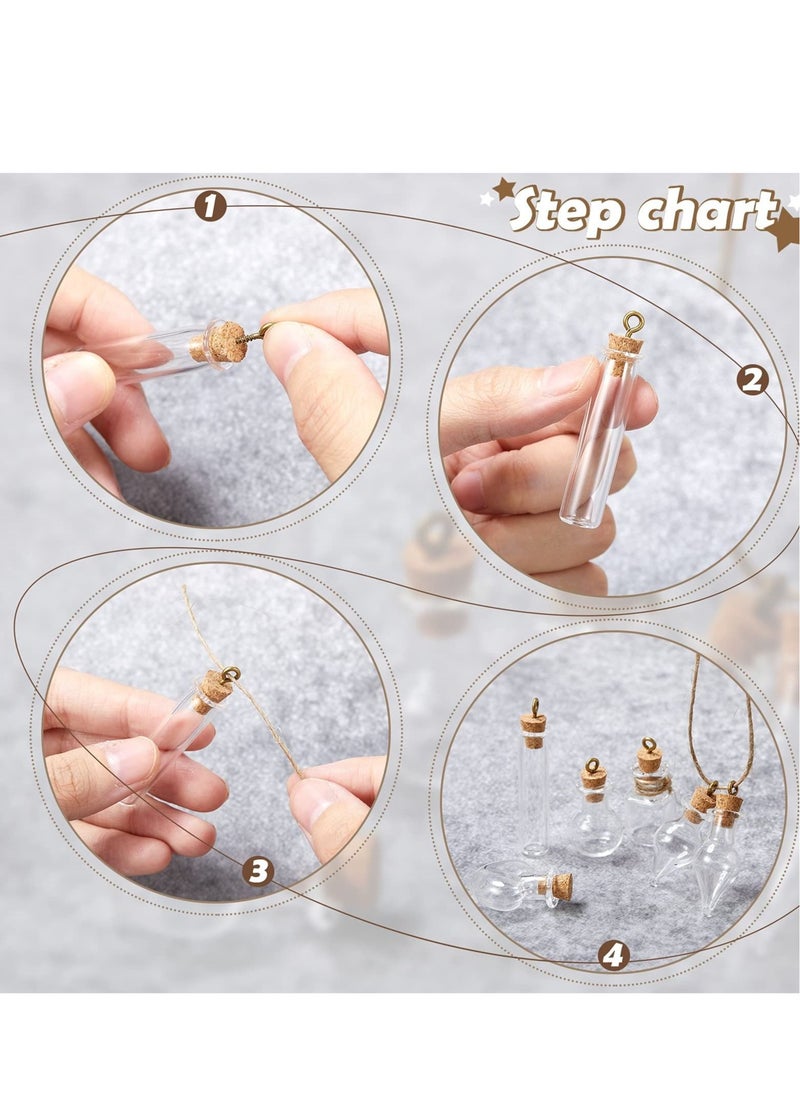 Generic - Small Mini Glass Jars, Bottle with Cork Stopper Tiny Wishing Bottles with Eye Screws Funnel and Rope Small Cork Clear Glass Bottle for DIY Crafts Bead Container 50Pcs Mixed Style - Image 1