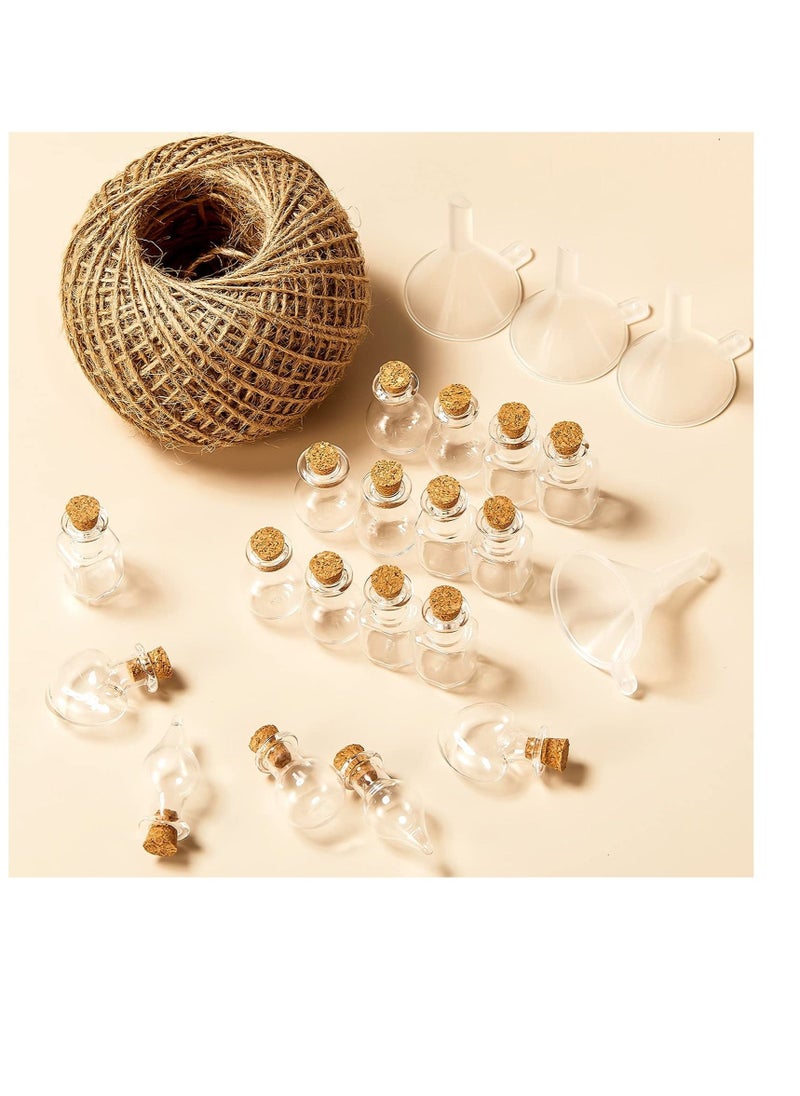 Generic - Small Mini Glass Jars, Bottle with Cork Stopper Tiny Wishing Bottles with Eye Screws Funnel and Rope Small Cork Clear Glass Bottle for DIY Crafts Bead Container 50Pcs Mixed Style - Image 1