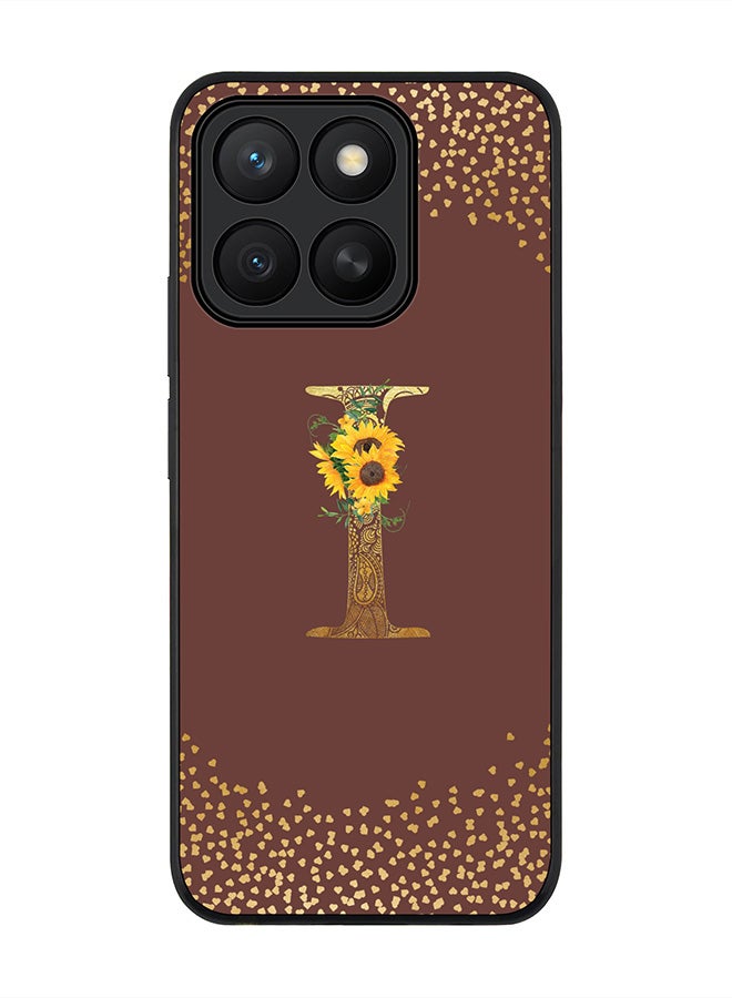Stylizedd For Honor X8c Case,Slim fit Camera Protection, Shockproof Thin Phone cover  - Custom Floral Monogram - I  (Brown )