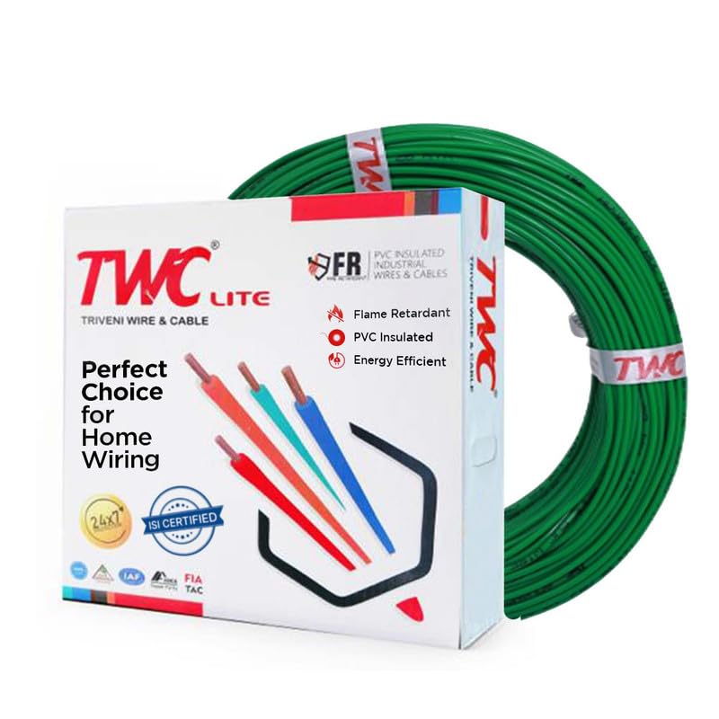 TWC Lite Green 0.75 SQMM 90 METER | Copper Wire | HRFR (Heat Resistant Flame Retardant) Lead-Free Cable | Low Smoke Halogen-Free Wire for Home & Industrial Electrical Wiring - Image 1