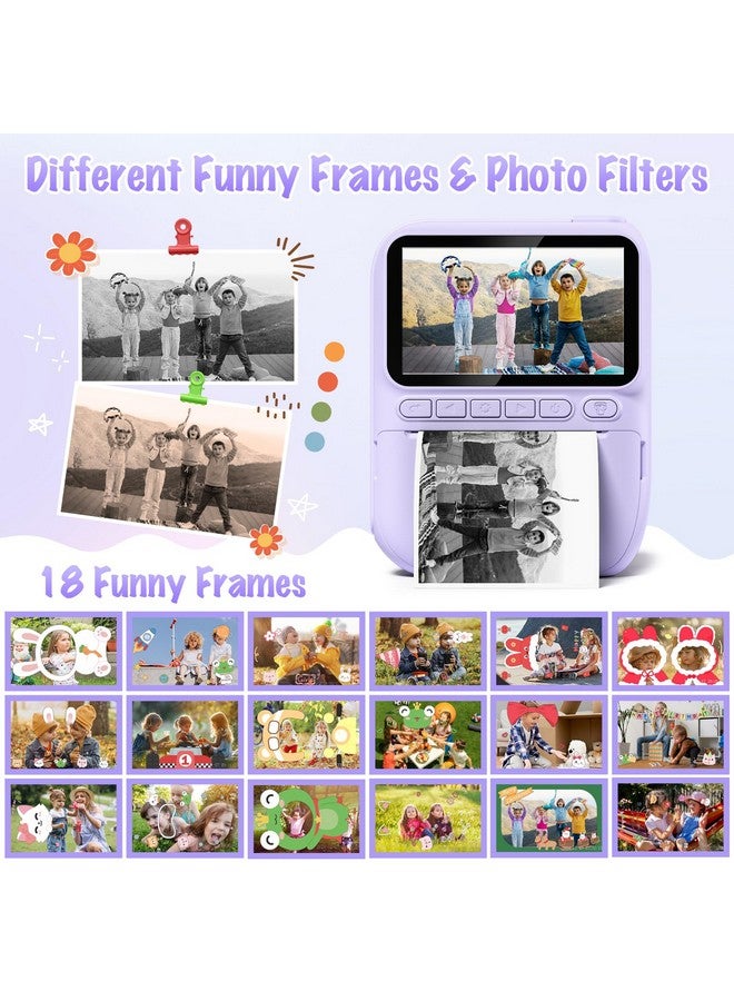 Gofunly Kids Camera Instant Print, 3.0" HD 32MP Kids Camera Christmas Birthday Gifts for 3 4 5 6 7 8 9 10 11 12 Year Old Girls Boys, 32GB SD Card-Purple - Image 5