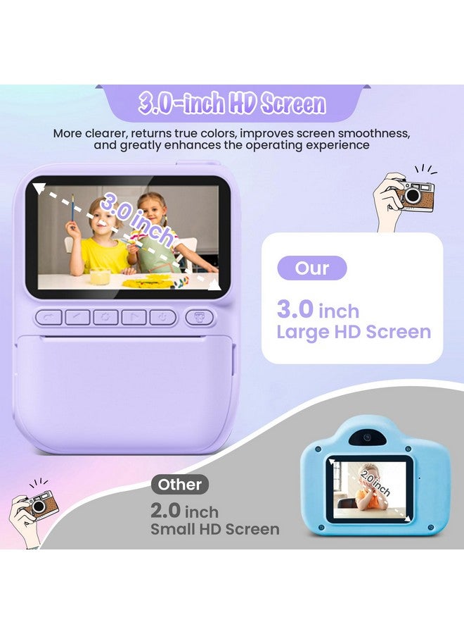 Gofunly Kids Camera Instant Print, 3.0" HD 32MP Kids Camera Christmas Birthday Gifts for 3 4 5 6 7 8 9 10 11 12 Year Old Girls Boys, 32GB SD Card-Purple - Image 2