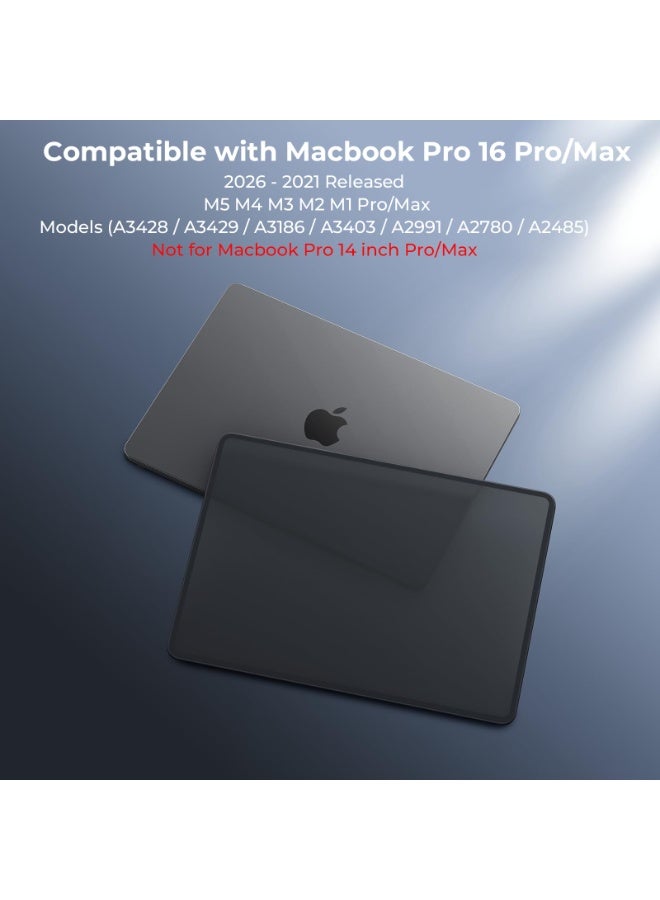 غطاء متوافق مع MacBook Pro 16 بوصة الجديد (2021-2024، 2026) M5 A3429 A3428 / M4 A3403 A3186 / M3 A2991 / M2 A2780 / M1 A2485 Pro/Max Touch ID، غطاء حماية مطفي من TPU + PC فائق النحافة، أسود مصنف - Image 5