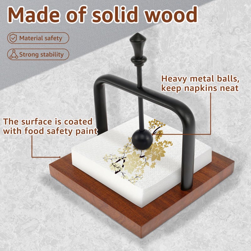 Napkin Holder, Tissue Holder for Western Restaurant, Solid Wood Tissue Holder for Hotel, Tabletop Tissue Stand - Image 3