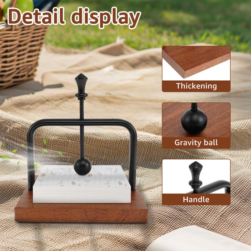 Napkin Holder, Tissue Holder for Western Restaurant, Solid Wood Tissue Holder for Hotel, Tabletop Tissue Stand - Image 4