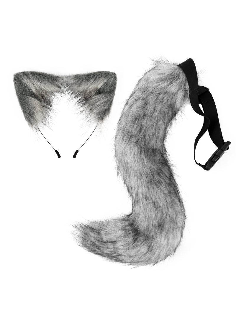 Generic - New Halloween Fox Tail Headband Adjustable Plush Ears Cosplay White Camel - Image 1