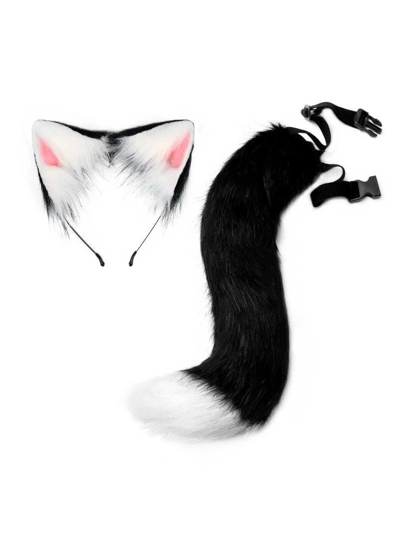 Generic - New Halloween Fox Tail Headband Adjustable Plush Ears Cosplay White Camel - Image 1