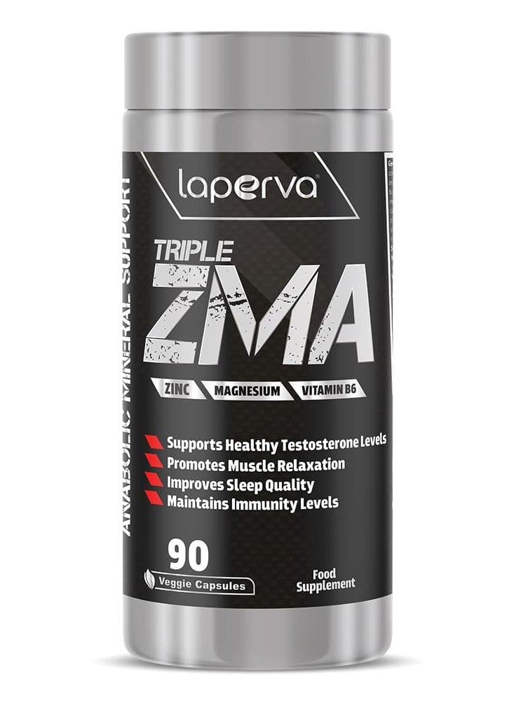 Laperva Triple ZMA 90 Tablets, Zinc Magnesium Vitamin B6 Supplement, ZMA Formula, Vegetarian Friendly, Gluten Free, Lactose Free, Soy Free, Dairy Free, Yeast Free, Daily Sports Nutrition Supplement - Image 1