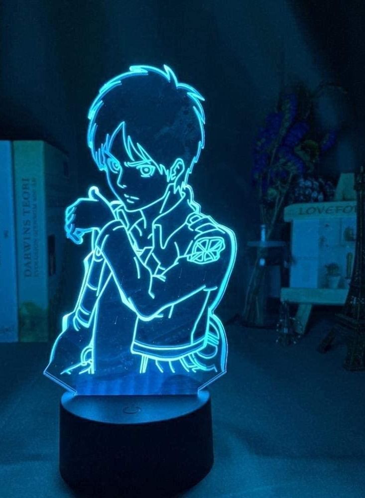 althiqahkey 3D Illusion Lamp LED Multicolor Night Light Acrylic Eren Yeager Figure Bedroom Decor Battery Powered Attack On Titan Gift Children s Sleep Lamp Room Decoration - Image 1