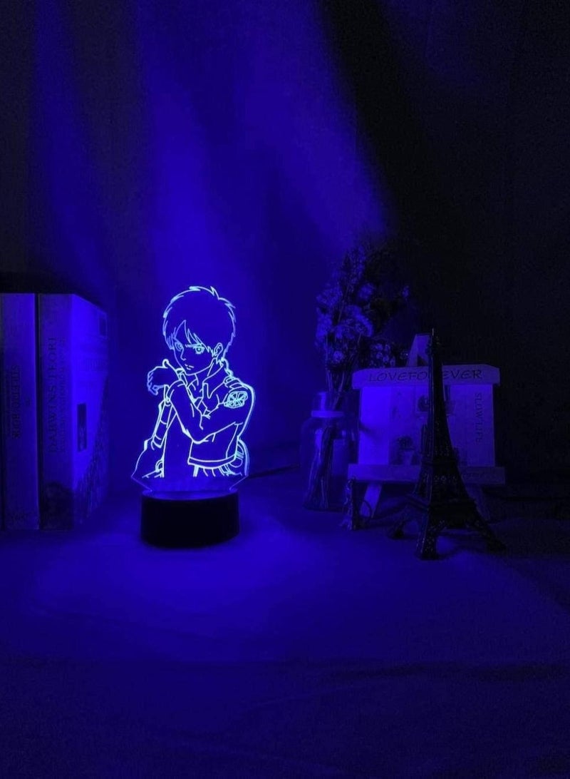 althiqahkey 3D Illusion Lamp LED Multicolor Night Light Acrylic Eren Yeager Figure Bedroom Decor Battery Powered Attack On Titan Gift Children s Sleep Lamp Room Decoration - Image 4