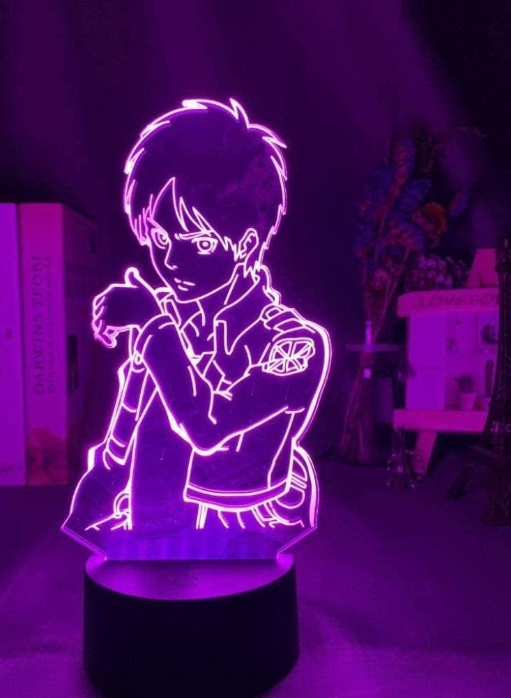 althiqahkey 3D Illusion Lamp LED Multicolor Night Light Acrylic Eren Yeager Figure Bedroom Decor Battery Powered Attack On Titan Gift Children s Sleep Lamp Room Decoration - Image 3