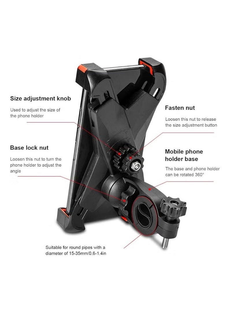 Huitich Universal 360° Rotating Bike & Motorcycle Phone Holder – Adjustable Handlebar Mount for Smartphones - Image 2