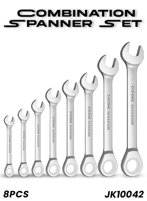 Heavy Duty 8 Piece Combination Spanner Set Precision Crafted for Automotive and Home Repairs JK10042