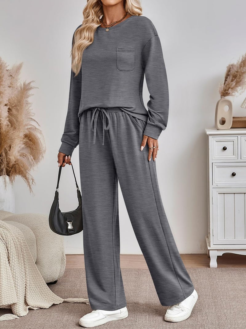 AUTOMET Womens Sweatsuits 2 Piece Lounge Matching Outfits Sweat Sets Tracksuit Travel Sweatshirts Fall Fashion Clothes 2026 Comfy Loungewear Pajamas Soft Pjs DarkGrey M - Image 3