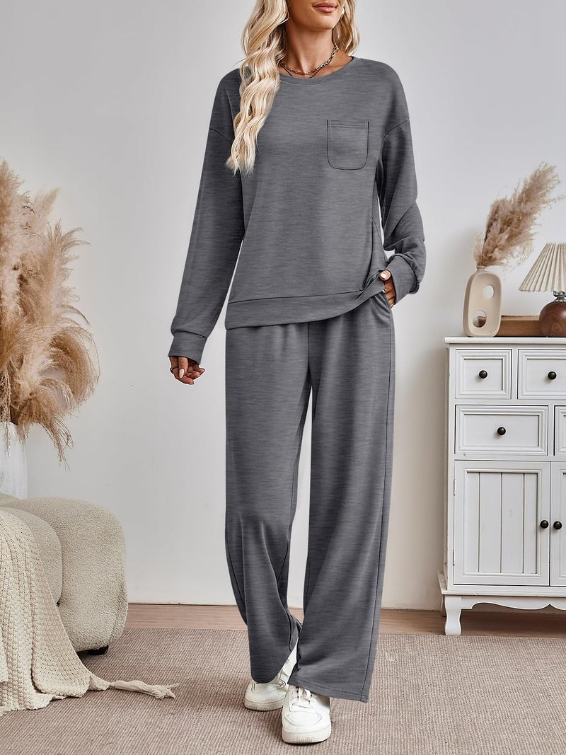 AUTOMET Womens Sweatsuits 2 Piece Lounge Matching Outfits Sweat Sets Tracksuit Travel Sweatshirts Fall Fashion Clothes 2026 Comfy Loungewear Pajamas Soft Pjs DarkGrey M - Image 5