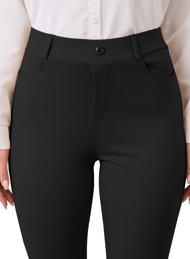 VIMPEP Women's Classic Yoga Dress Pants High Rise Flare Soft Feeling Pull On Work Yoga Pants for Business Office Work 2102, Black, L - Image 2