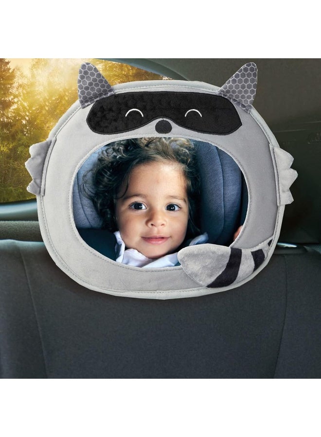 Diono Easy View Racoon Character Baby Car Mirror, Safety Car Seat Mirror for Rear Facing Infant, Fully Adjustable, Wide Crystal Clear View, Shatterproof, Crash Tested - Image 1